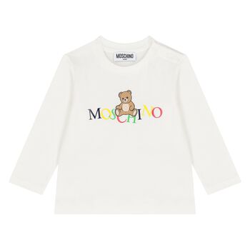 Younger Ivory Teddy Bear Logo Long Sleeve Top