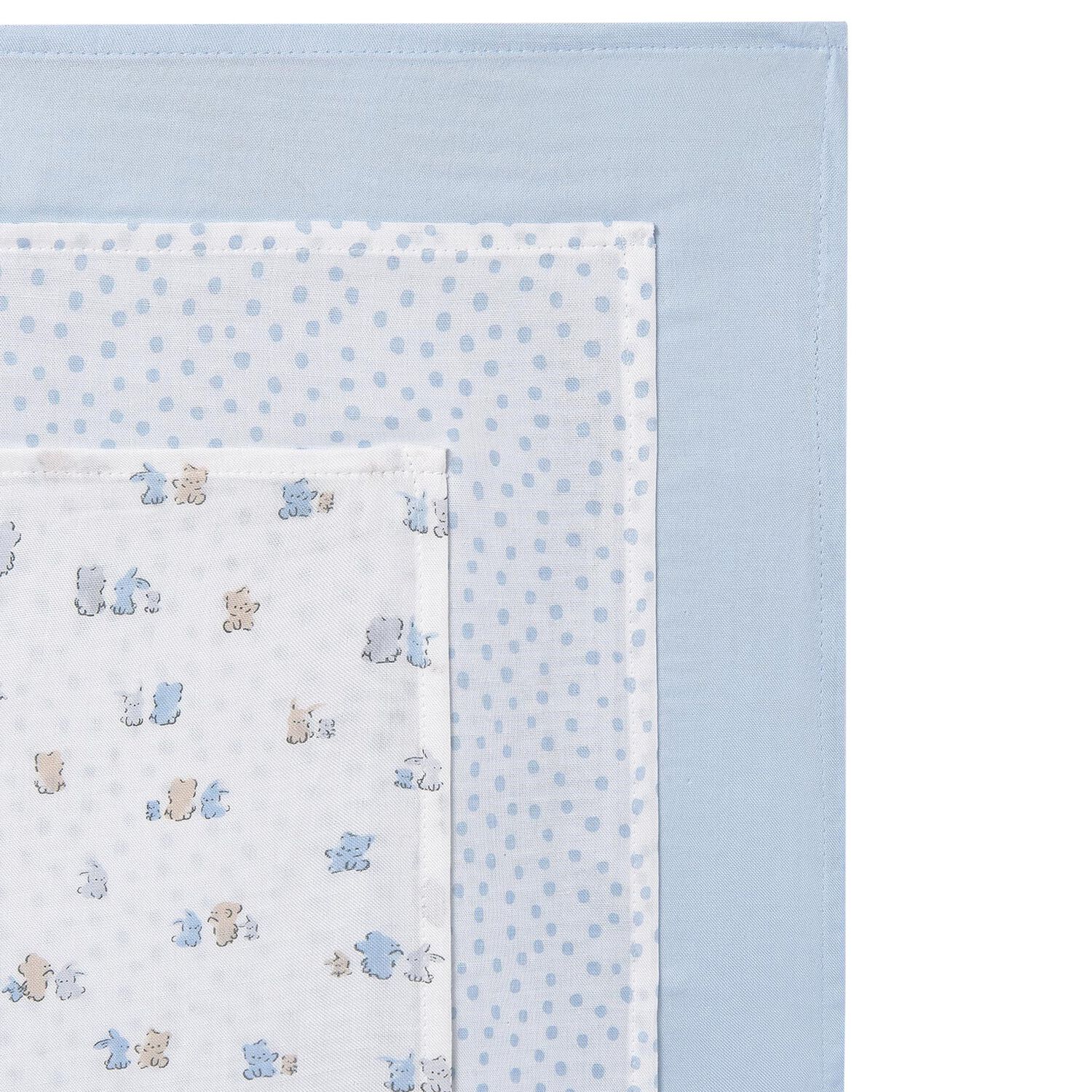 Baby Boys White & Blue Muslin Swaddles (3-Pack), 2, hi-res