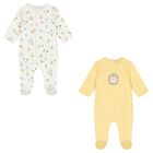 Baby Boys Ivory & Yellow Babygrows ( 2-Pack ), 3, hi-res
