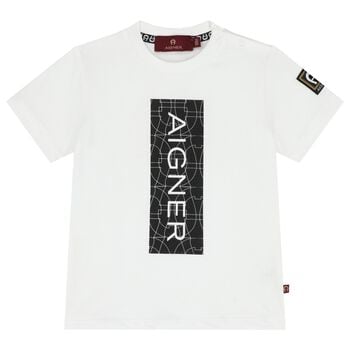 Younger Boys White Logo T-Shirt
