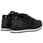 Girls Black & Brown Logo Trainers, 1, hi-res