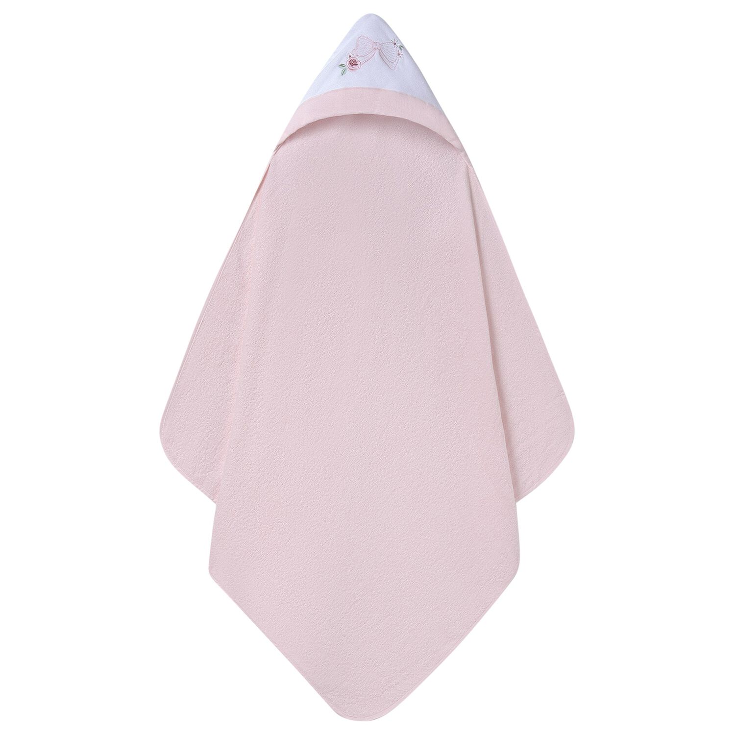 Baby Girls Pink Bow Hooded Towel, 2, hi-res