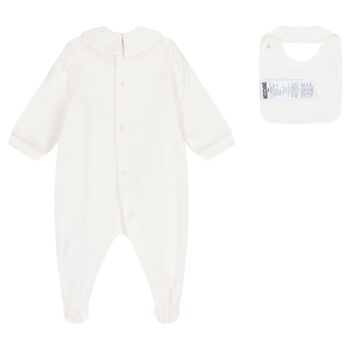 Baby Girls White Teddy Bear Logo Babygrow Gift Set
