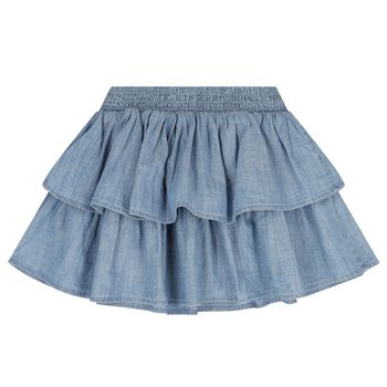 Girls Denim Blue Tiered Skirt