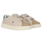 Boys Beige Logo Trainers, 1, hi-res