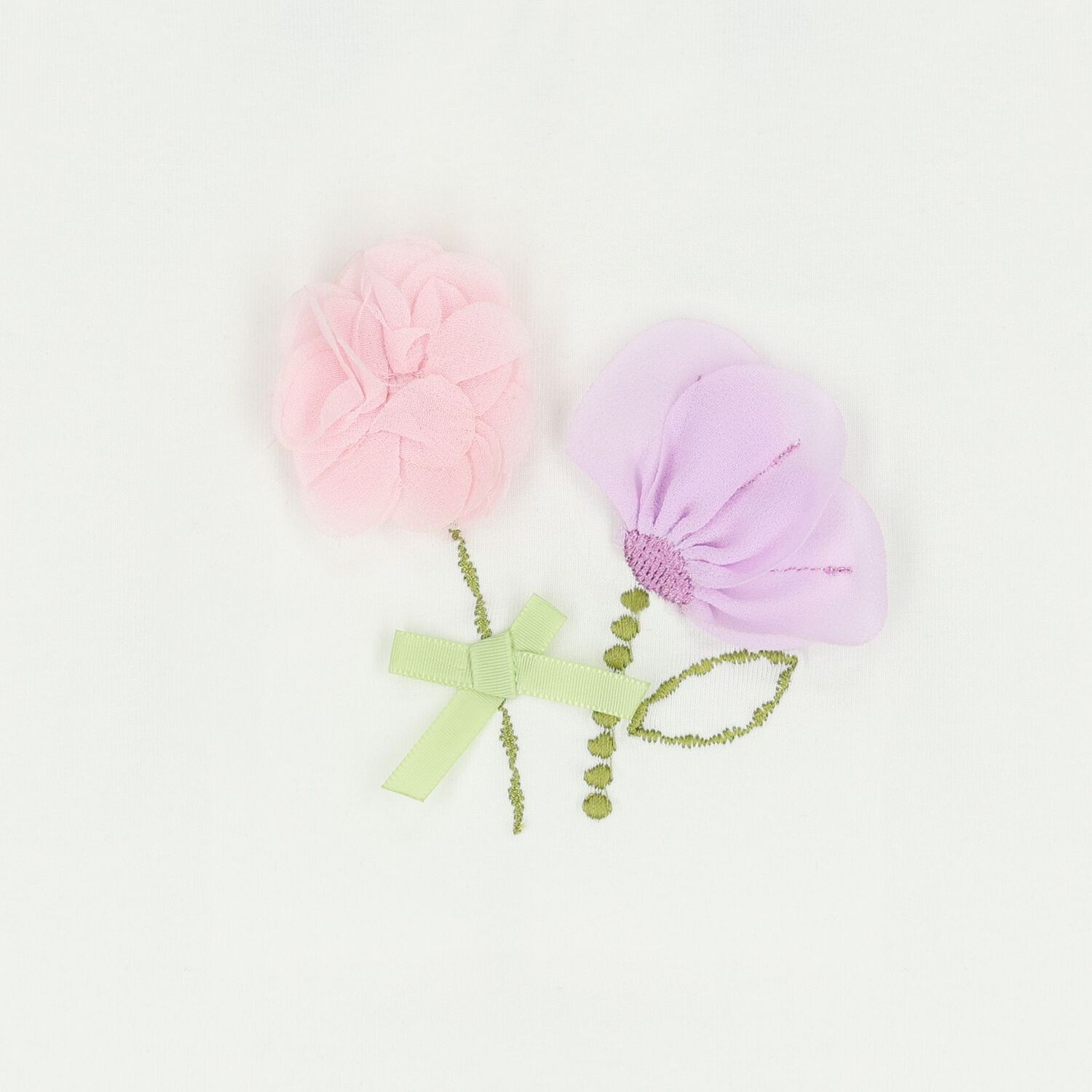 Baby Girls Ivory Flower Top, 1, hi-res