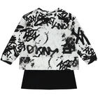 Girls White & Black Graffiti Logo Dress Set, 1, hi-res