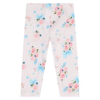 Younger Girls Pink Floral Leggings