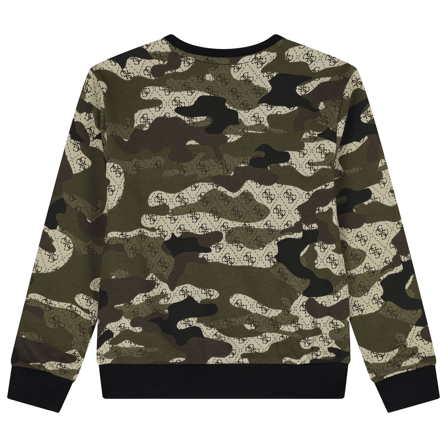 Boys Green Camouflaged Logo Sweatshirt, 1, hi-res