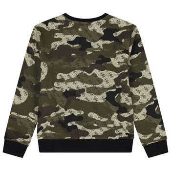 Boys Green Camouflage Logo Sweatshirt