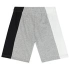 White, Grey & Black Logo Shorts Set, 1, hi-res