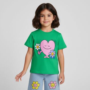 Younger Girls Green Heart T-Shirt