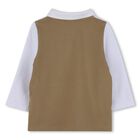 قميص بولو بشعار باللونين الأبيض والبيج للأولاد الصغار, 2, hi-res