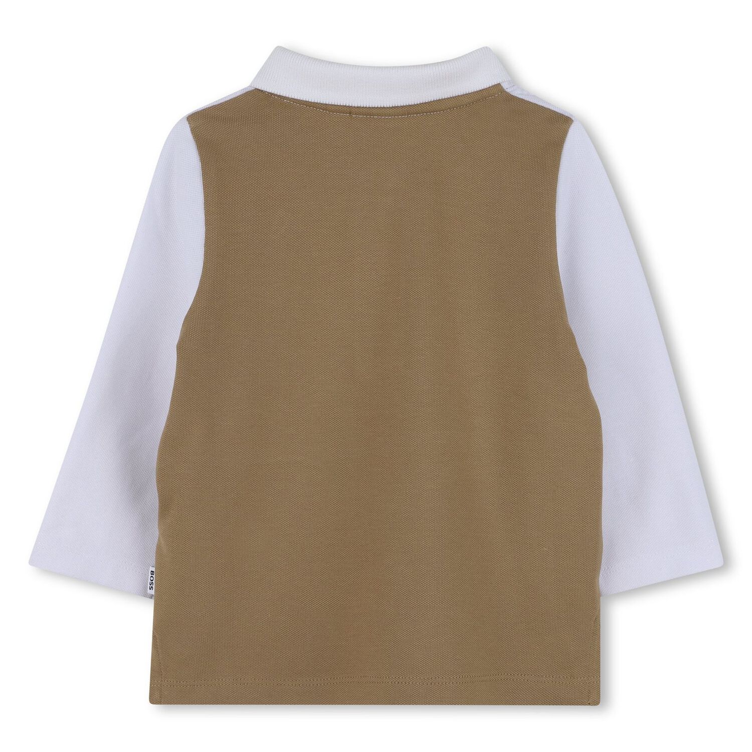 قميص بولو بشعار باللونين الأبيض والبيج للأولاد الصغار, 2, hi-res image number null