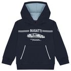Boys Navy Blue Logo Hooded Top, 1, hi-res