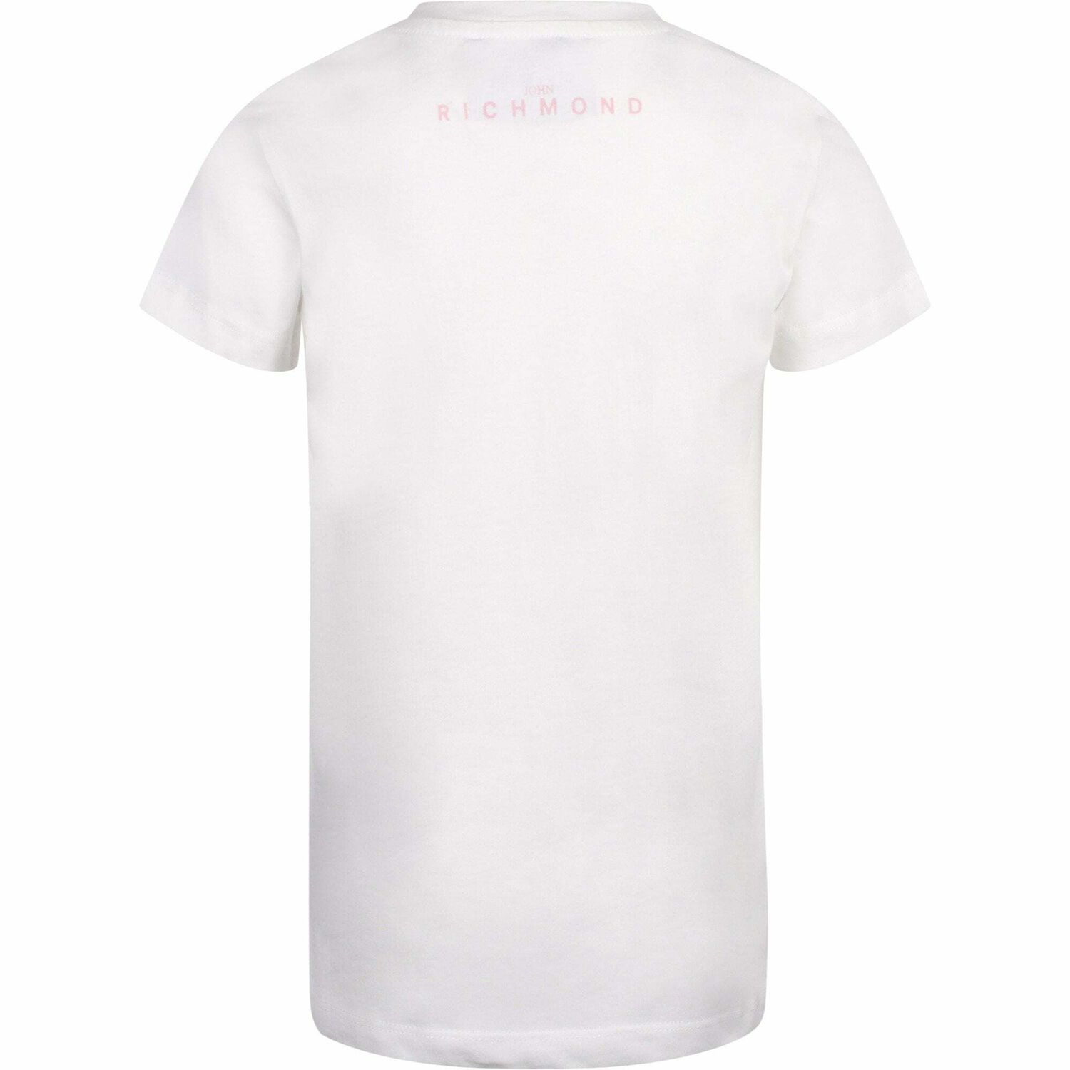 Girls Ivory Embellished Logo T-Shirt, 1, hi-res