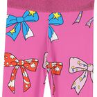 Girls Pink Bow Leggings      , 1, hi-res