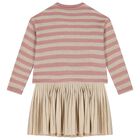 Girls Pink & Beige Striped Dress Set, 1, hi-res