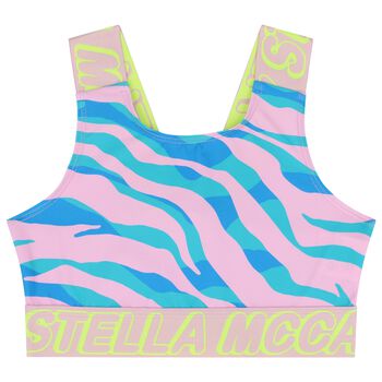 Girls Pink & Blue Logo Crop Top