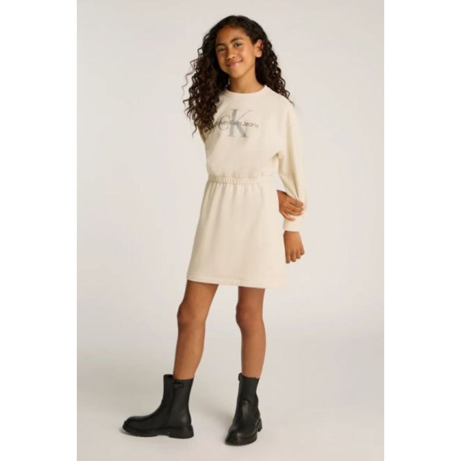 Girls Ivory Logo Dress, 2, hi-res image number null