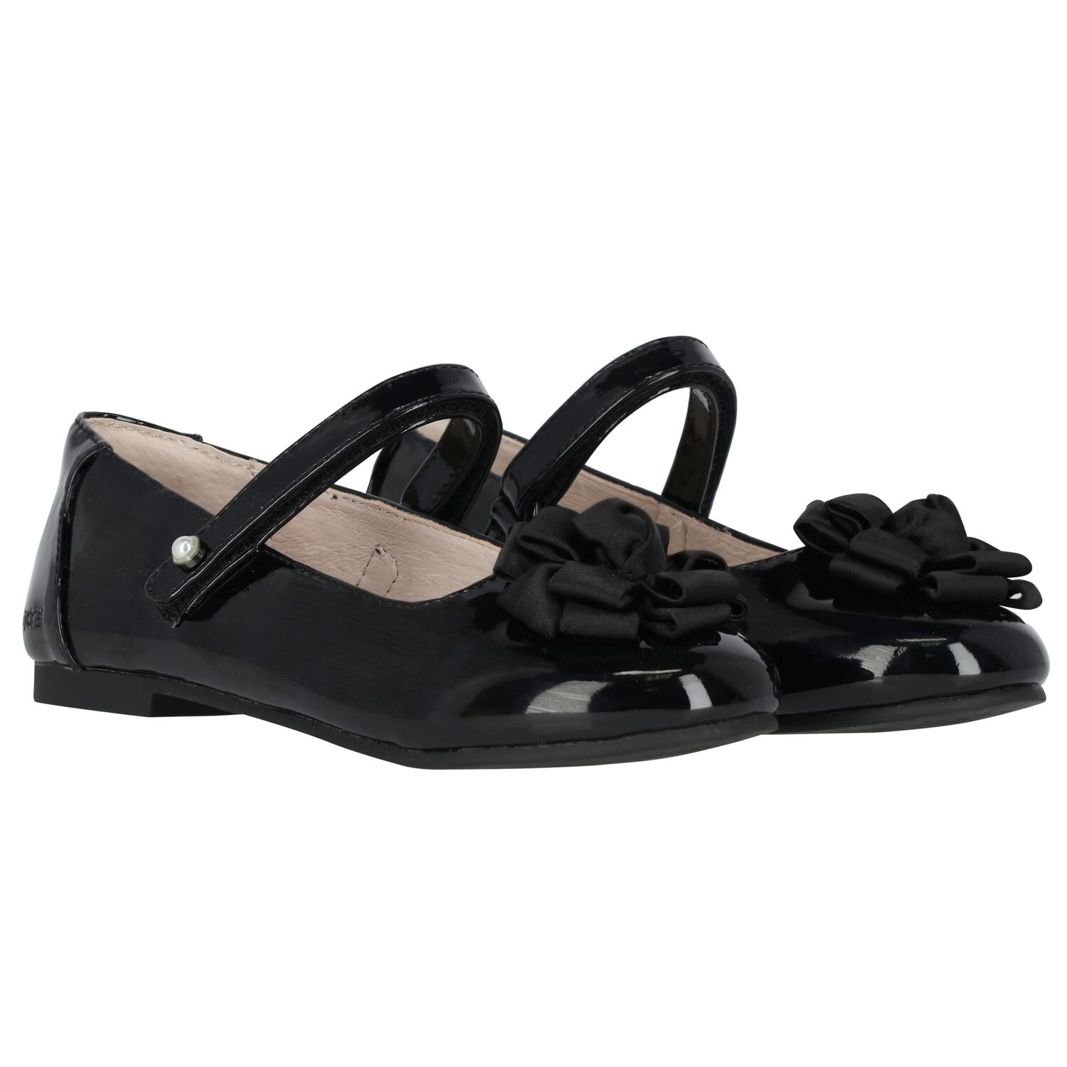 Girls Black Patent Leather Ballerina Shoes, 3, hi-res image number null