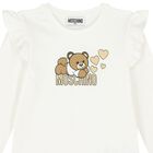 Girls Ivory Teddy Bear Logo Long Sleeve Top, 1, hi-res