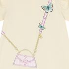 Younger Girls Ivory Bag Logo Dress, 1, hi-res