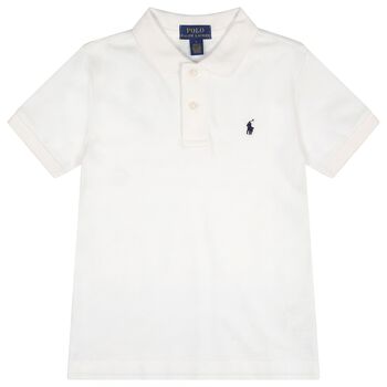Boys White Logo Polo Shirt