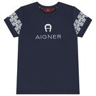 Boys Navy Blue Logo T-Shirt, 2, hi-res