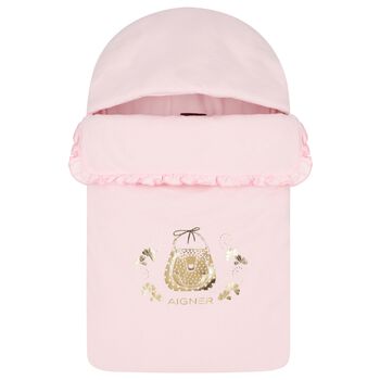 Baby Girls Pink & Gold Bag Logo Nest