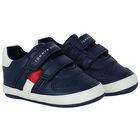 Baby Boys Navy Blue Logo Pre Walker Shoes, 1, hi-res