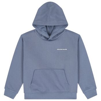 Boys Blue Logo Hooded Top