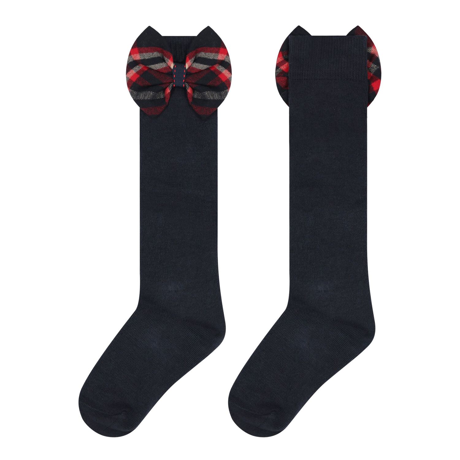 جوارب بنات تارتان باللون الكحلي, 1, hi-res