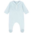Baby Boys Blue Pleated Babygrow Set, 1, hi-res