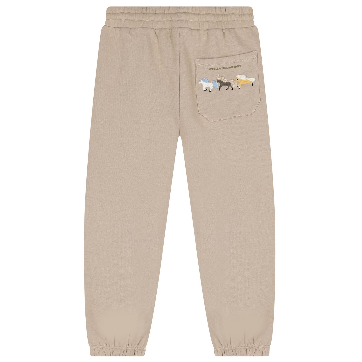 Boys Beige Horse Logo Joggers, 1, hi-res