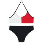 Girls Navy Colourblock Bikini, 1, hi-res