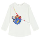 توب بأكمام باللون العاجي للبنات, 1, hi-res