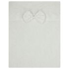 Baby Girls White Satin Bow Blanket, 1, hi-res
