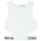 Girls White Logo Top, 2, hi-res