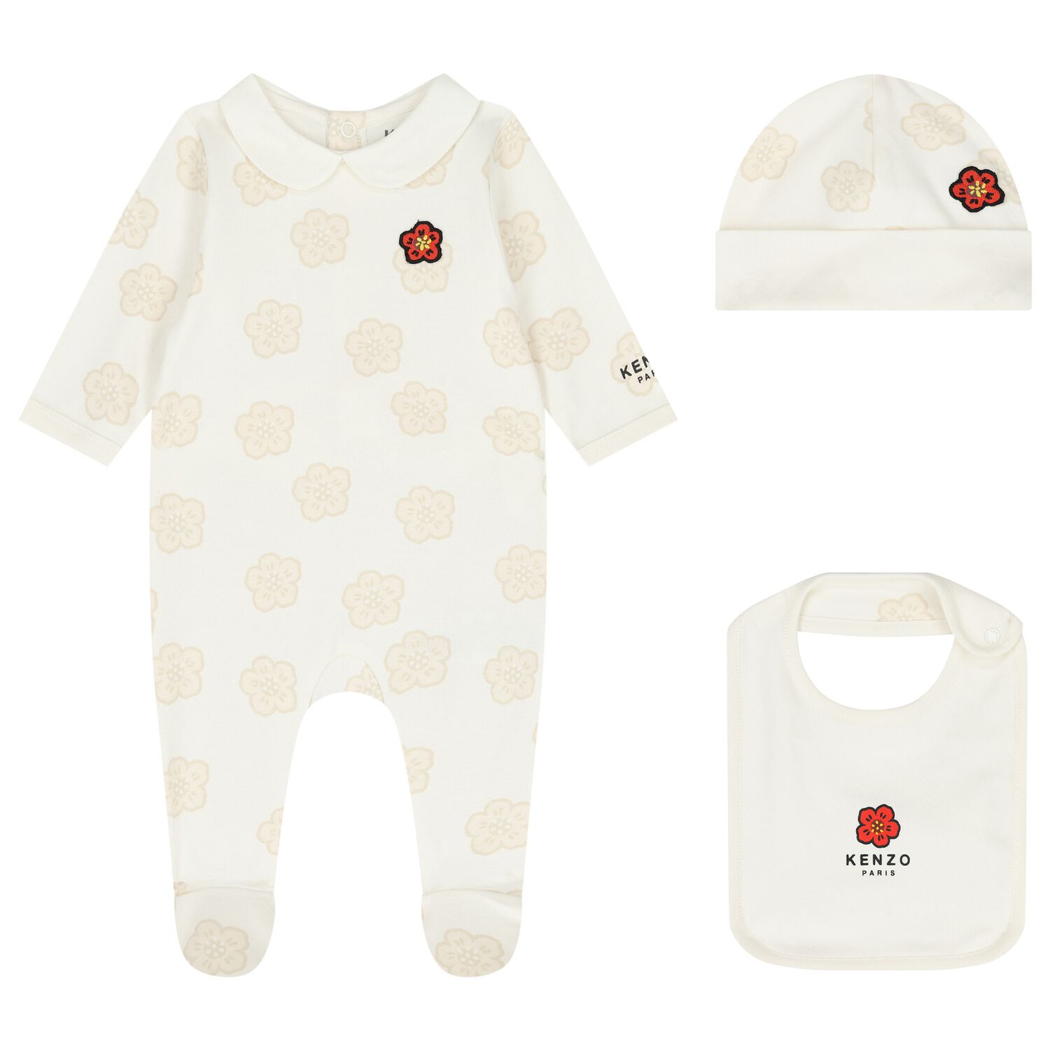 Ivory Bokeh Flower Babygrow Gift Set, 1, hi-res