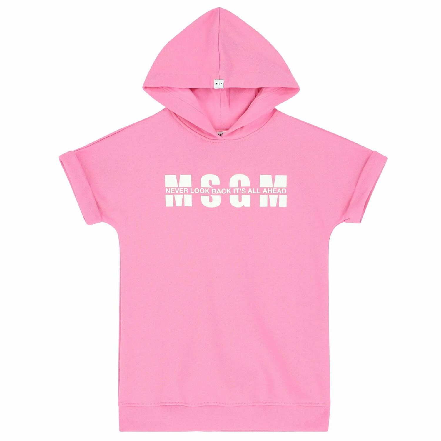 Girls Pink Logo Hooded Dress, 2, hi-res image number null