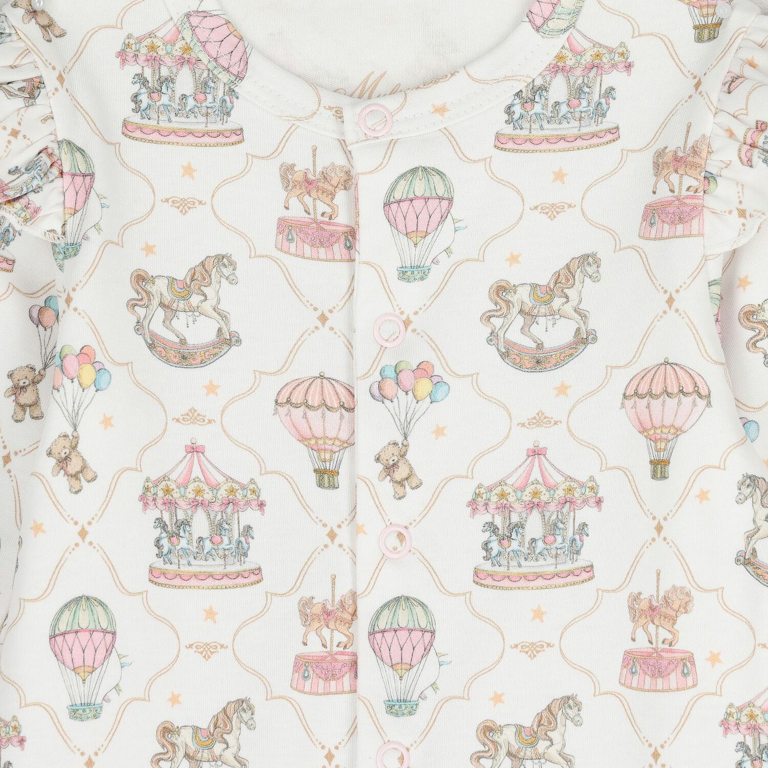 Baby Girls Pink & White Carousel & Hot Air Balloon Babygrow Gift Set, 1, hi-res