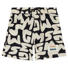 Boys Ivory & Black Logo Shorts, 1, hi-res
