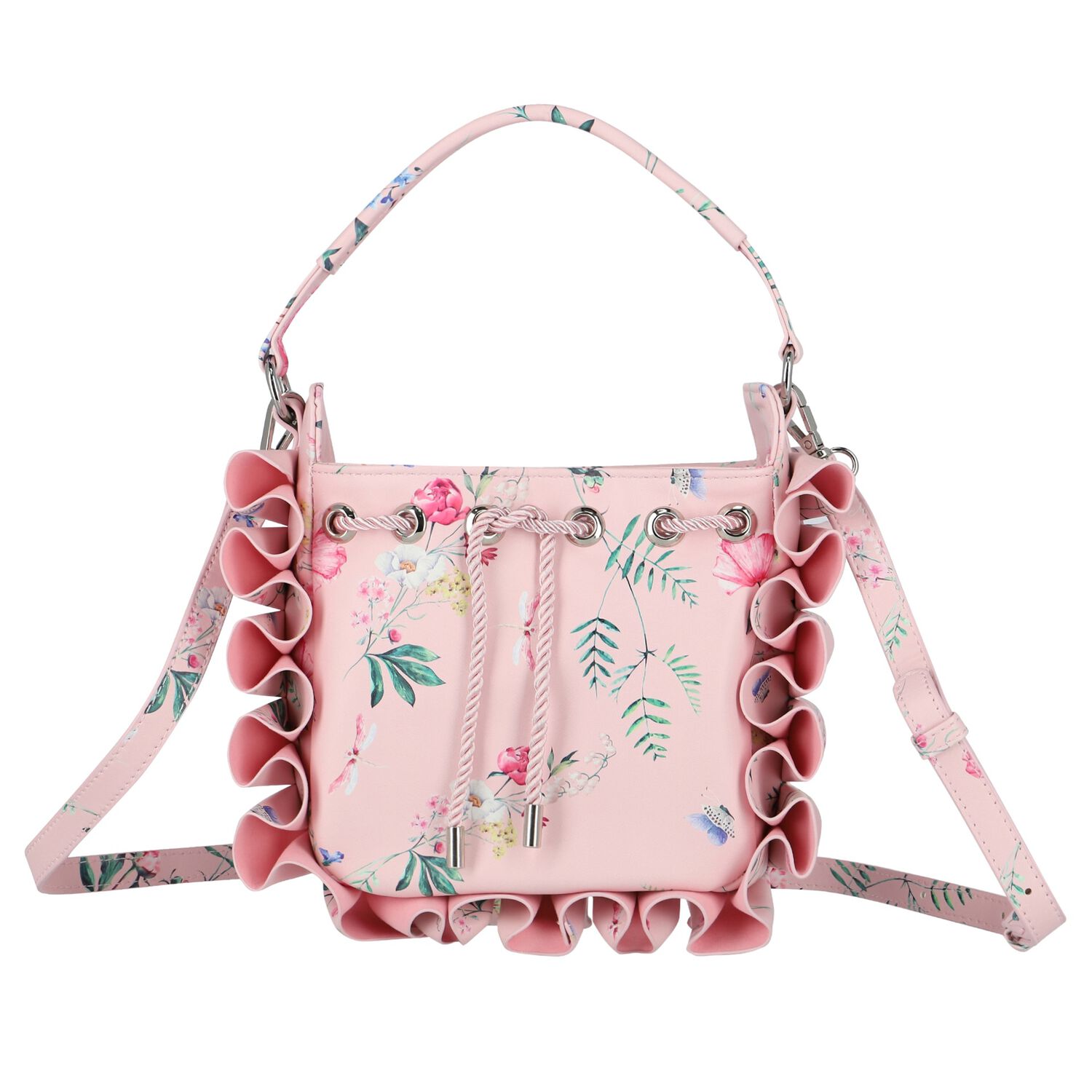 Girls Pink Floral Bag, 1, hi-res