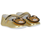 Baby Girls Gold Teddy Bear Pre Walker Shoes, 1, hi-res