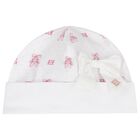 Baby Girls White & Pink Bow Logo Hat, 1, hi-res