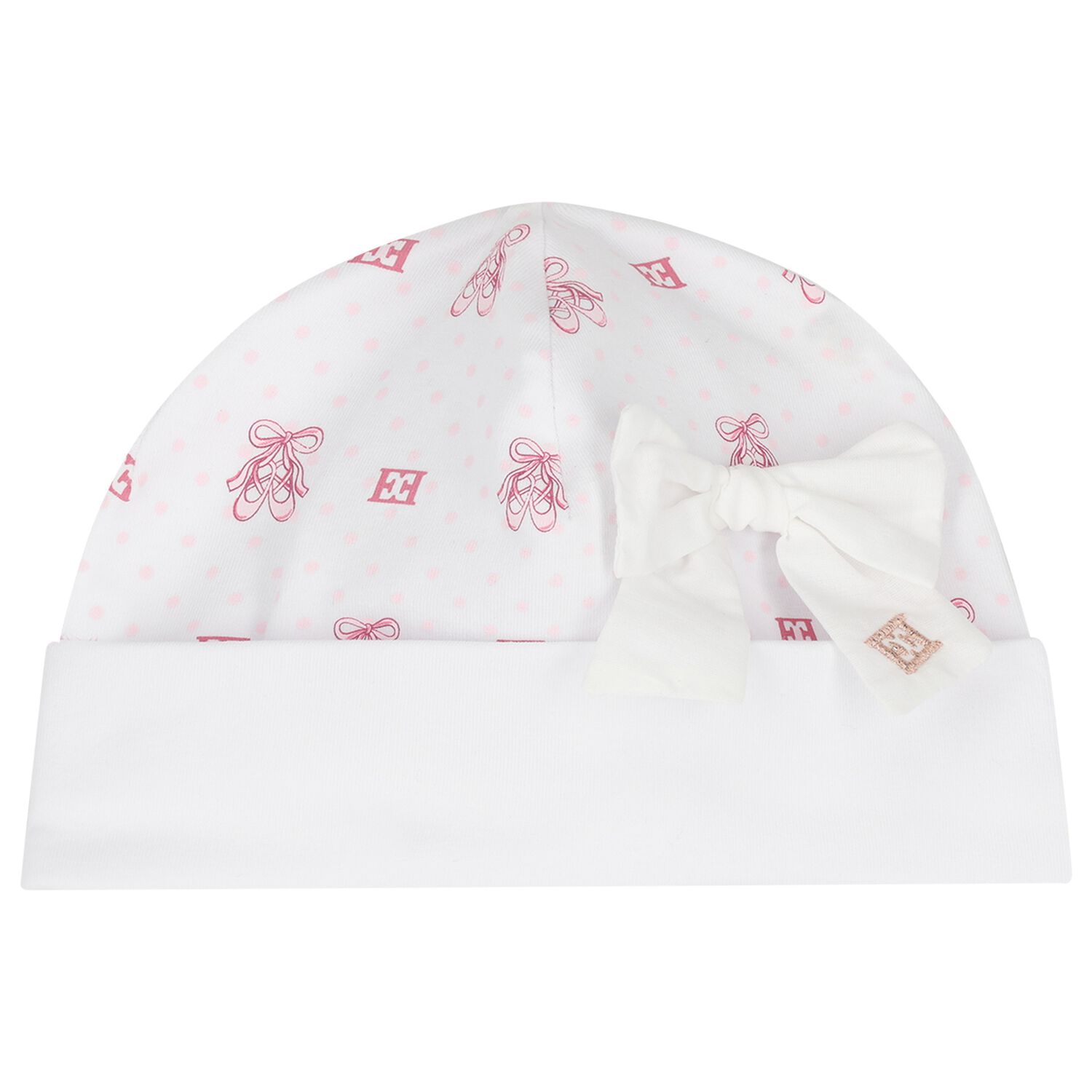 Baby Girls White & Pink Bow Logo Hat, 1, hi-res