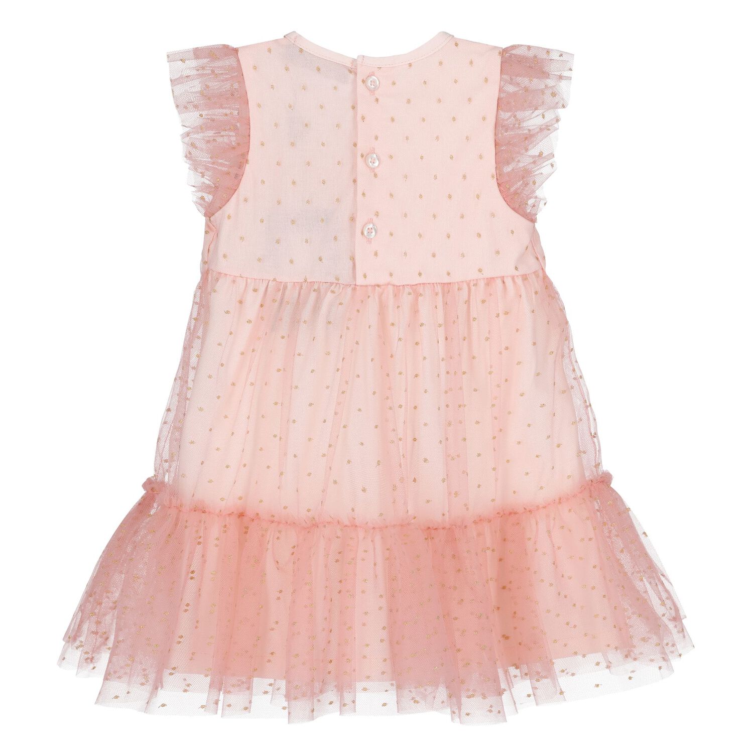 Younger Girls Pink Logo Tulle Dress, 1, hi-res