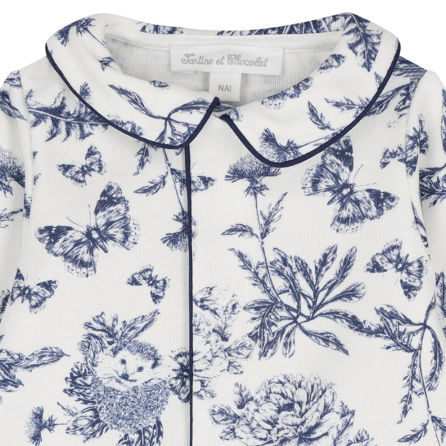 Ivory & Navy Blue Toile De Jouy Babygrow Gift Set, 1, hi-res