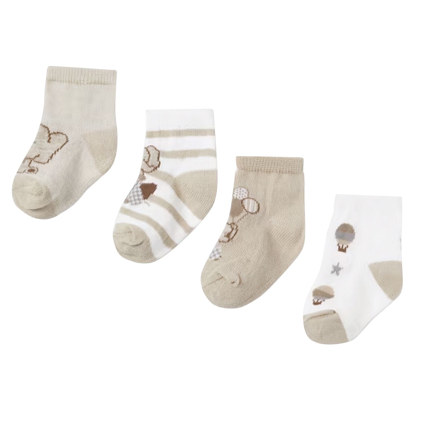 Baby Boys Beige & White Socks ( 4-Pack ), 2, hi-res image number null